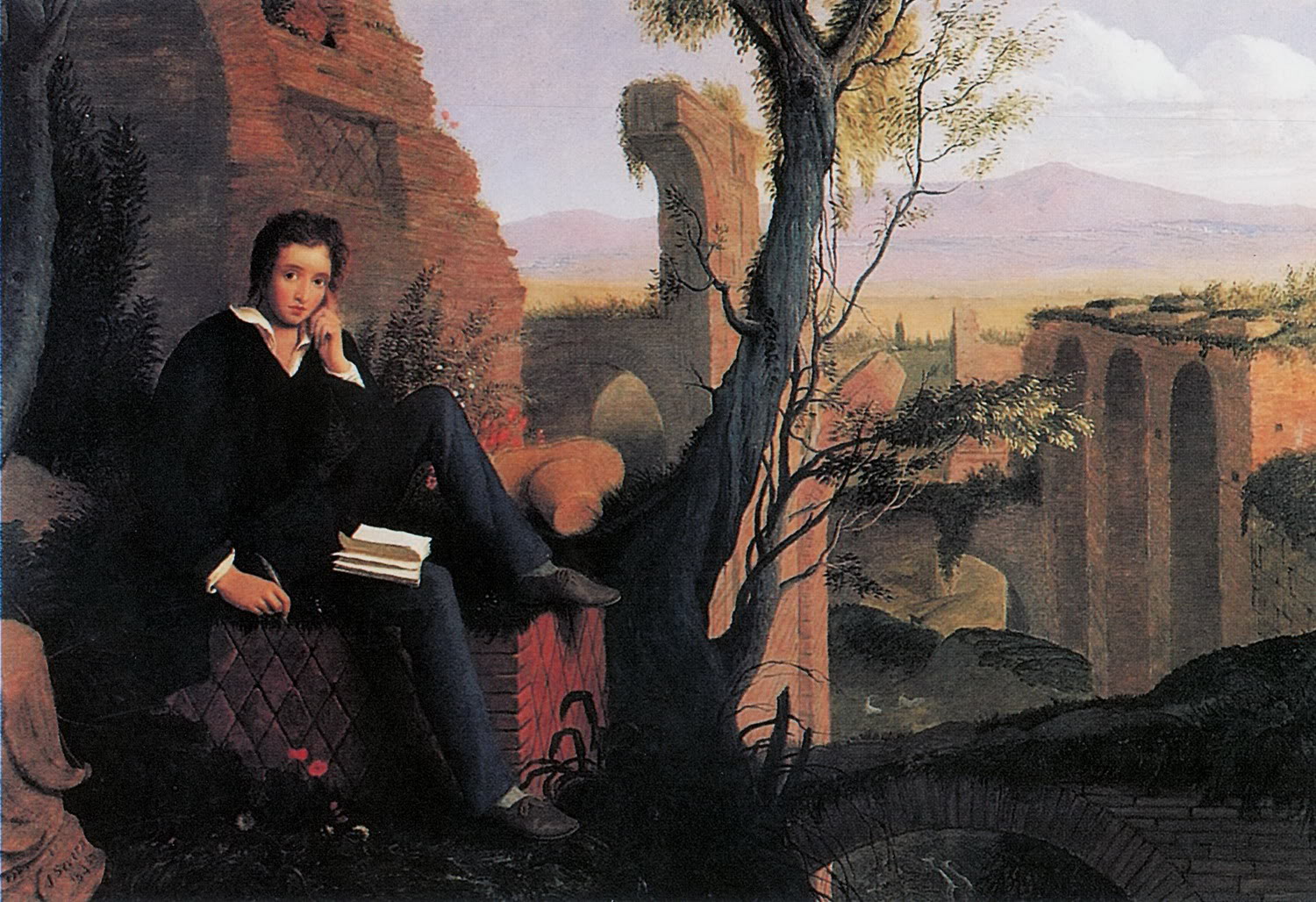 Joseph Severn - Posthumous Portrait of Shelley Writing Prometheus Unbound 1845