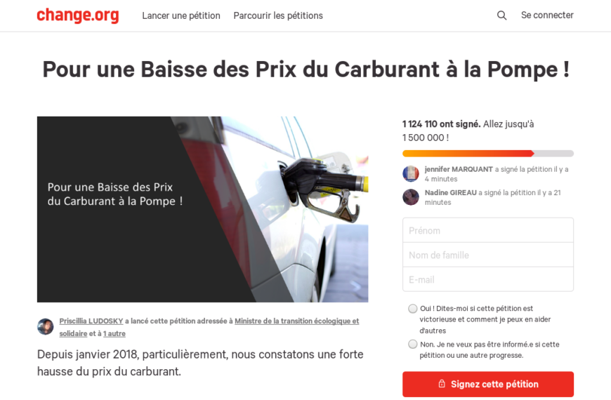 La vanité de la pétition «Pour une Baisse des Prix du Carburant à la Pompe !»