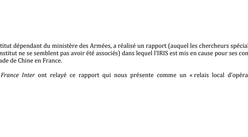 Le rapport français à la Chine : la violente polémique IRSEM/IRIS