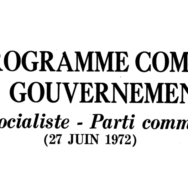 Le programme commun socialiste-communiste de 1972