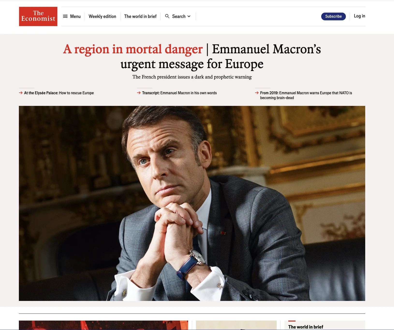 Macron dans The Economist: la guerre au nom de l’Europe