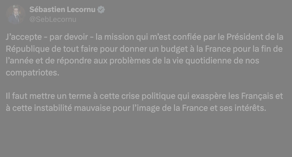 Lecornu de nouveau premier ministre : la France pourrie